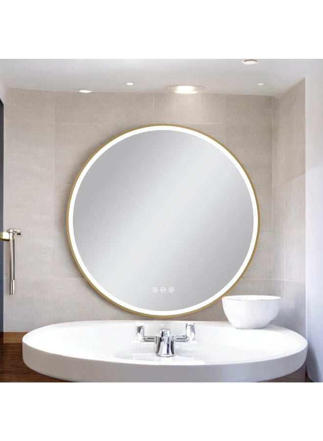 Aqua Drop Round Copper Free Environmental LED Bathroom Mirror Gold 80 cm DWSF80RTF-BG - Image 2